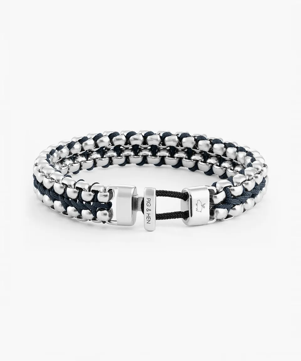 pig-hen-catena-venetian-dbl-herren-kettenarmband-navy-silver image 1