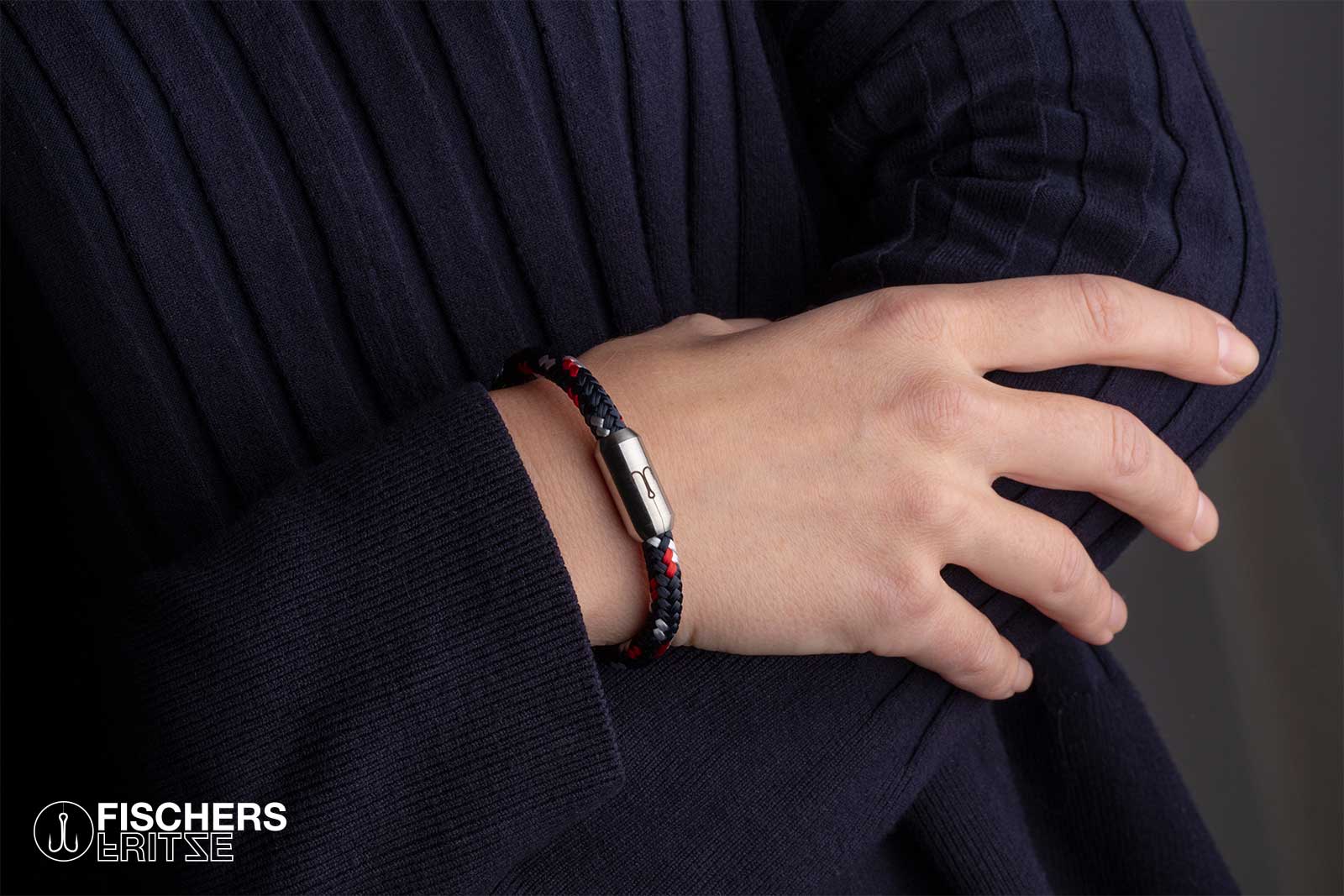fischers-fritze-krabbe-olivia-segeltau-armband-marineblau-rot-wei-6-mm image 5