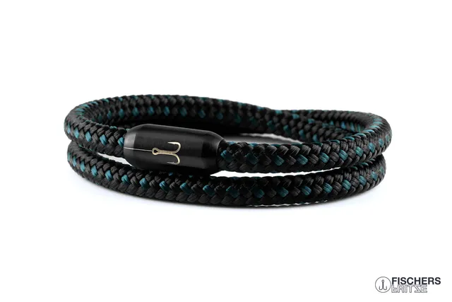 fischers-fritze-torpedogarnele-friedrich-segeltau-armband-petrol-schwarz-6-mm image 1