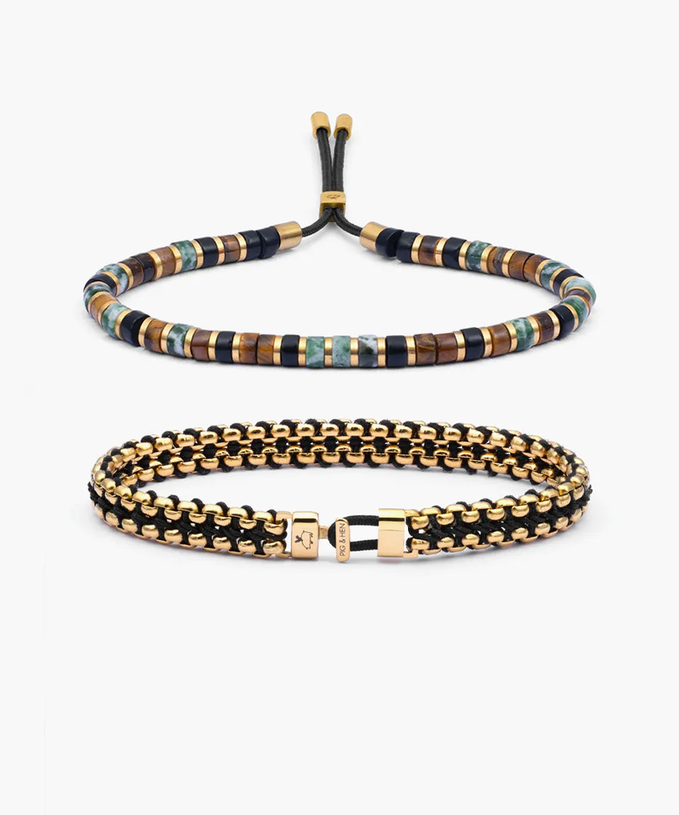 pig-hen-brontide-nagoya-catena-venetian-7mm-armband-set-gold-gr-n image 1