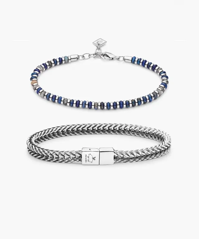 pig-hen-brontide-armband-set-925-sterling-silber-lapis-lazuli-herringbone-chain image 1