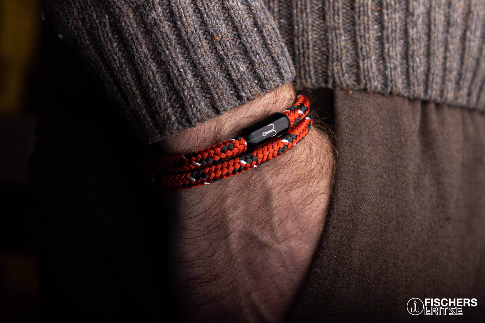 fischers-fritze-torpedogarnele-alwin-armband-coral-kaffeebraun-weiss image 4