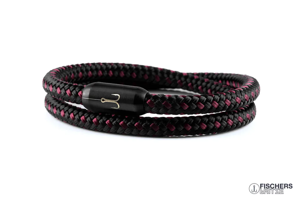 fischers-fritze-torpedogarnele-fips-armband-dunkelrot-schwarz image 1