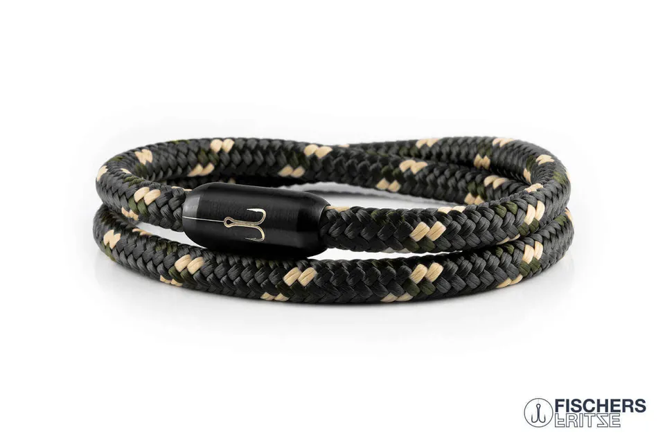 fischers-fritze-torpedogarnele-edward-segeltau-armband-schwarz-olivgr-n-natur image 1