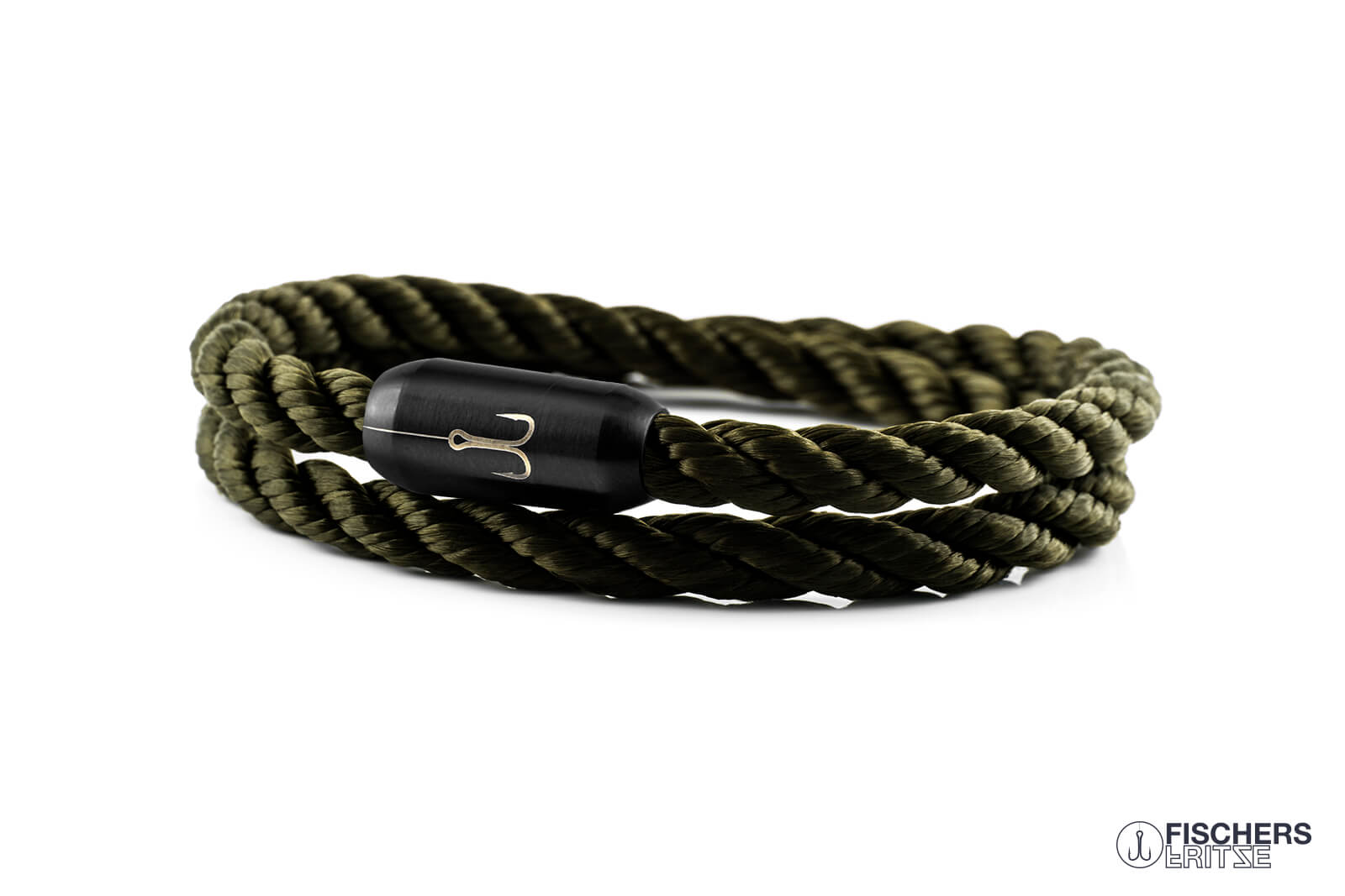 fischers-fritze-torpedogarnele-jakob-segeltau-armband-olivgr-n-gedreht-6-mm-schw image 1