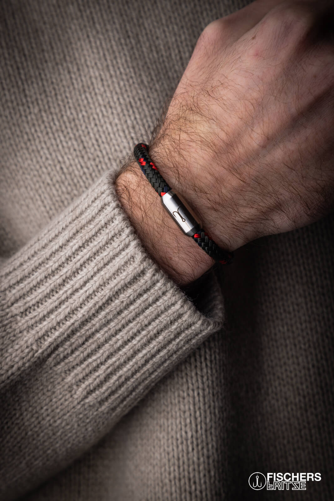 fischers-fritze-krabbe-gunda-segeltau-armband-olivgr-n-marineblau-rot image 2