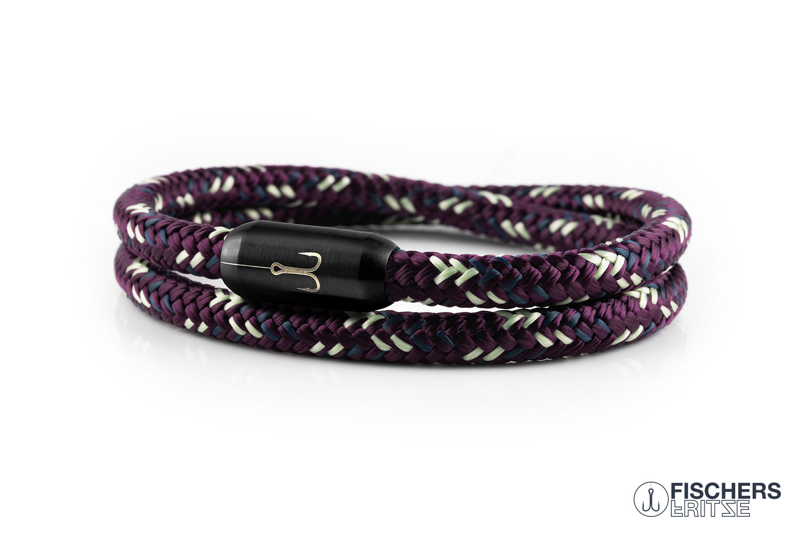 fischers-fritze-torpedogarnele-marlon-segeltau-armband-aubergine-mint-petrol image 1