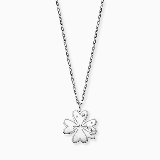 mysteel-by-engelsrufer-halskette-edelstahl-silber-kleeblatt-happiness-mit-zirkon image 1
