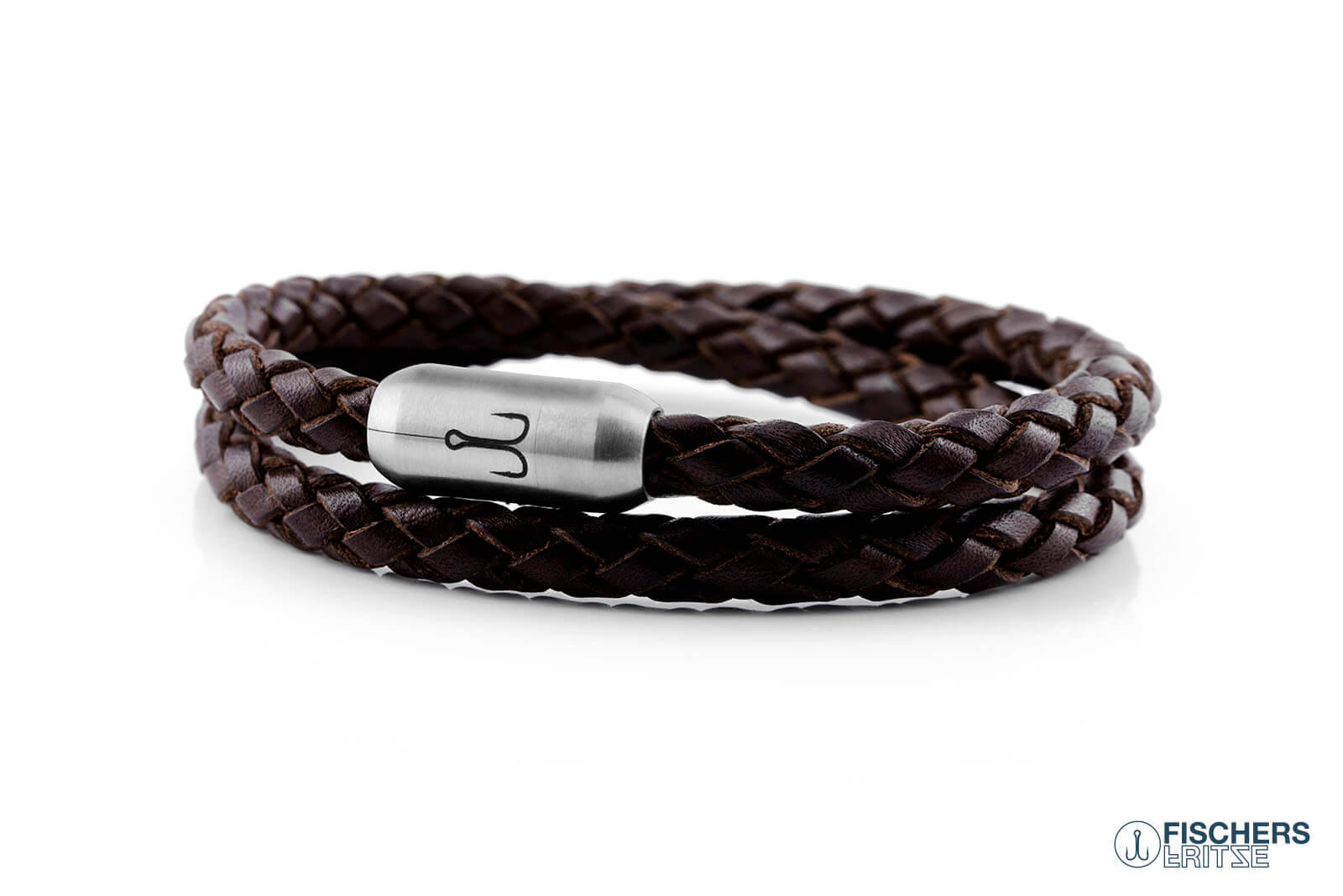 fischers-fritze-garnele-fidel-lederarmband-braun-geflochten image 1