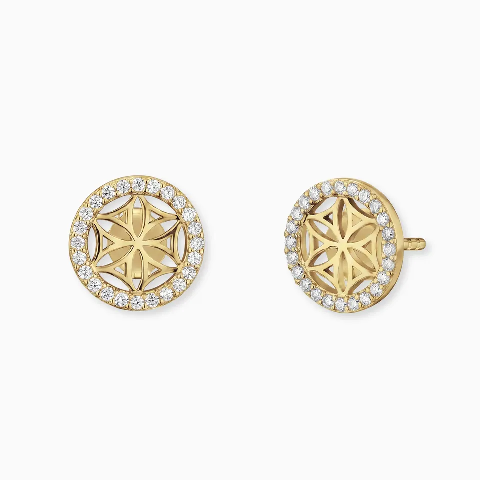 engelsrufer-ohrstecker-925er-silber-lebensblume-gold-mit-zirkonia image 1