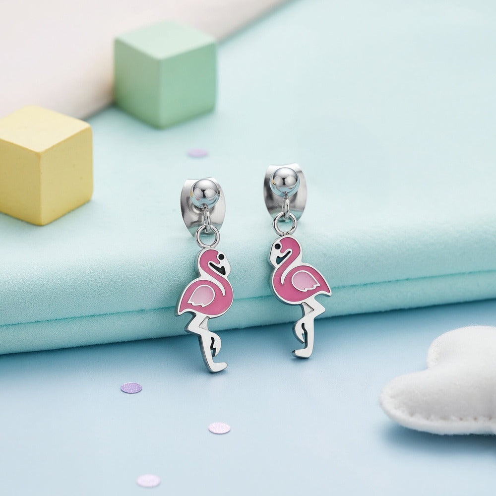 engelsrufer-herzengel-kinder-ohrstecker-edelstahl-flamingo-mit-emaille image 2