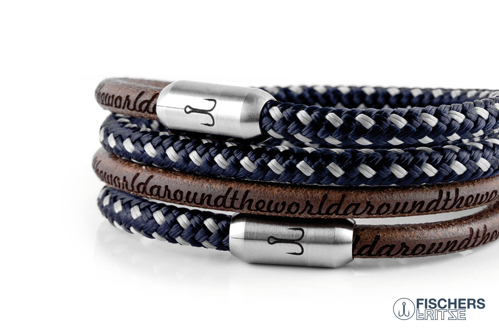 fischers-fritze-garnele-franz-adrian-kombi-armband-segeltau-marineblau-silbergra image 5