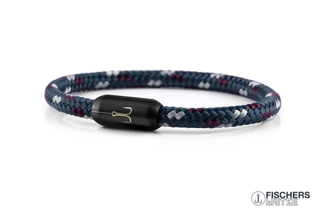 fischers-fritze-torpedokrabbe-thea-segeltau-armband-6mm-petrol-aubergine-silberg image 1