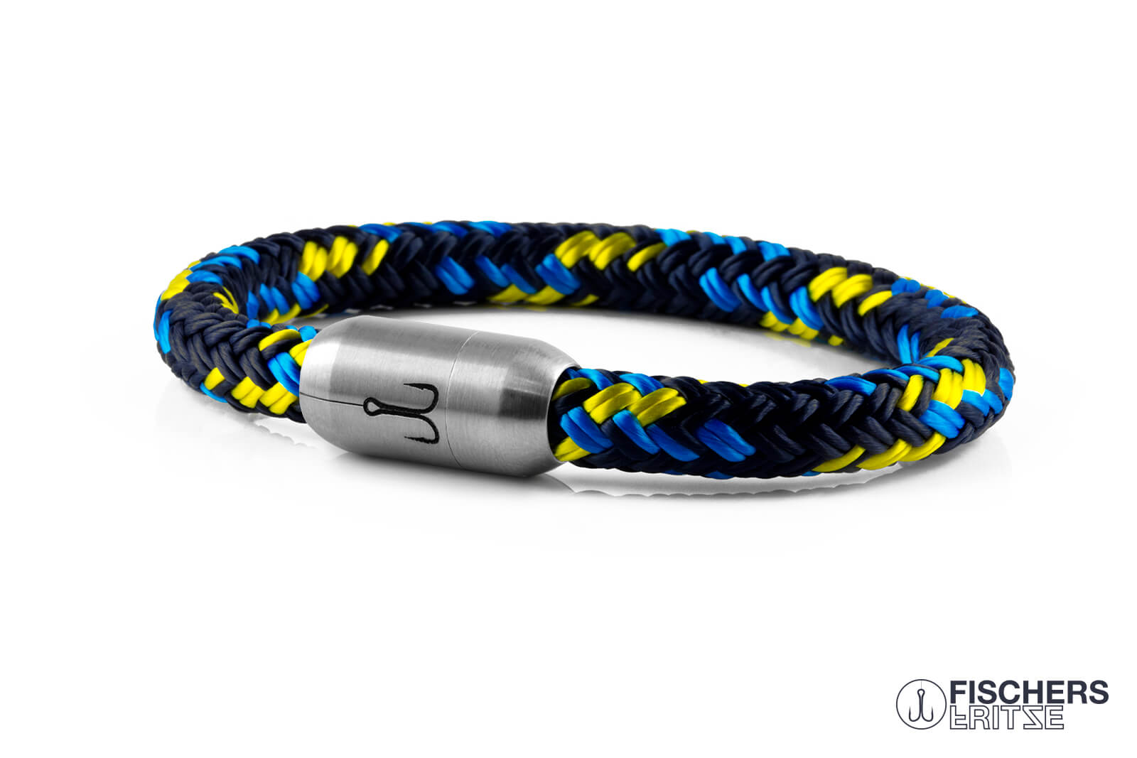 fischers-fritze-makrele-lorenz-armband-marineblau-stahlblau-gelb-8-mm image 1