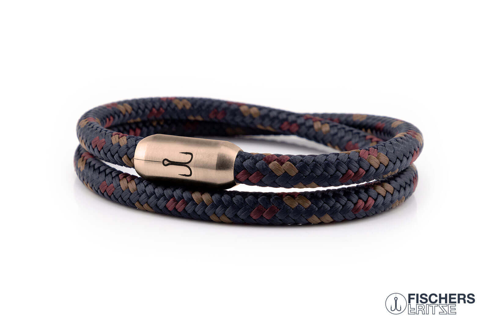 fischers-fritze-k-nigsgarnele-johann-segeltau-armband-marineblau-braun-dunkelrot image 1