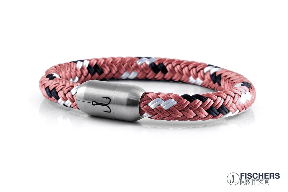 fischers-fritze-makrele-ross-segeltau-armband-rosa-marineblau-weiss-8-mm image 1