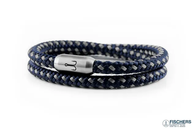 fischers-fritze-garnele-franz-segeltau-armband-marineblau-silbergrau image 1