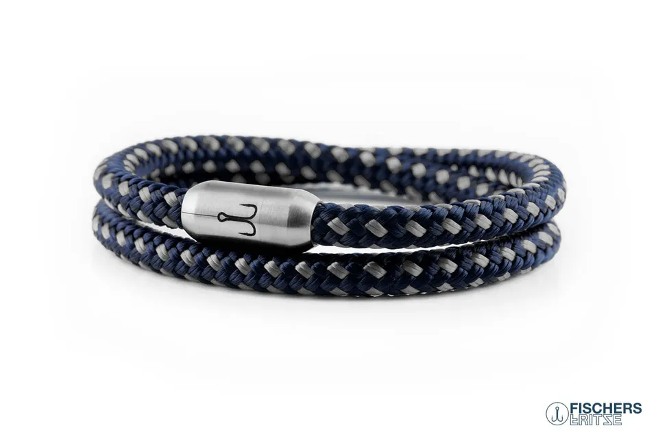 fischers-fritze-garnele-franz-segeltau-armband-marineblau-silbergrau image 1