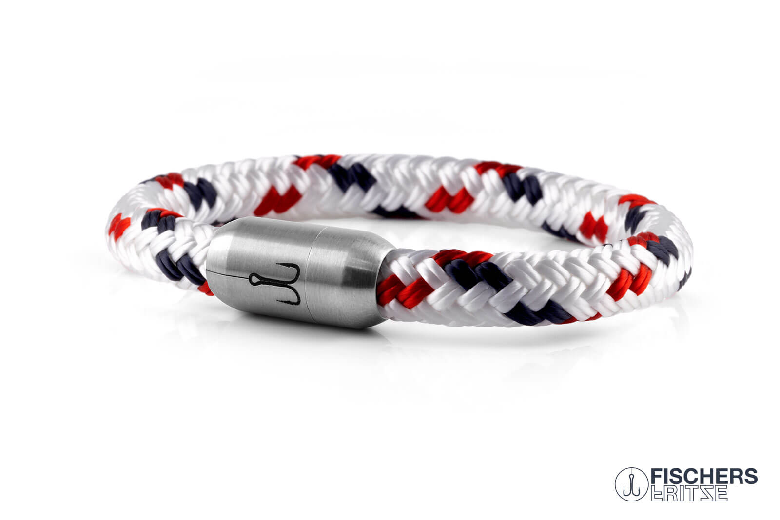 fischers-fritze-makrele-wm-edition-2026-england-segeltau-armband-weiss-rot-marin image 1