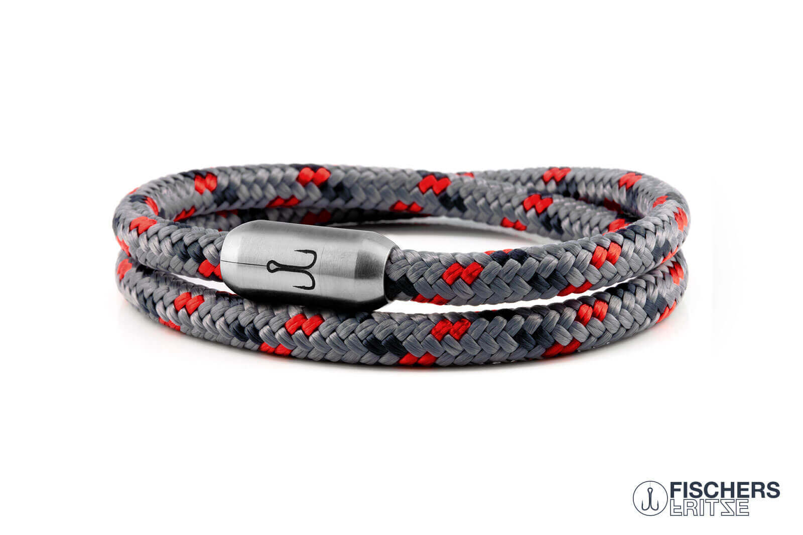fischers-fritze-garnele-edgar-armband-grau-rot-marineblau-segeltau-6-mm image 1