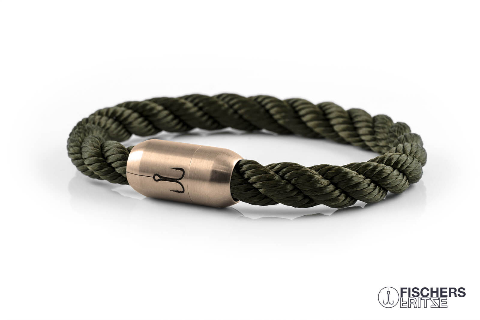 fischers-fritze-k-nigsmakrele-flemming-segeltau-armband-olivgr-n-gedreht image 1