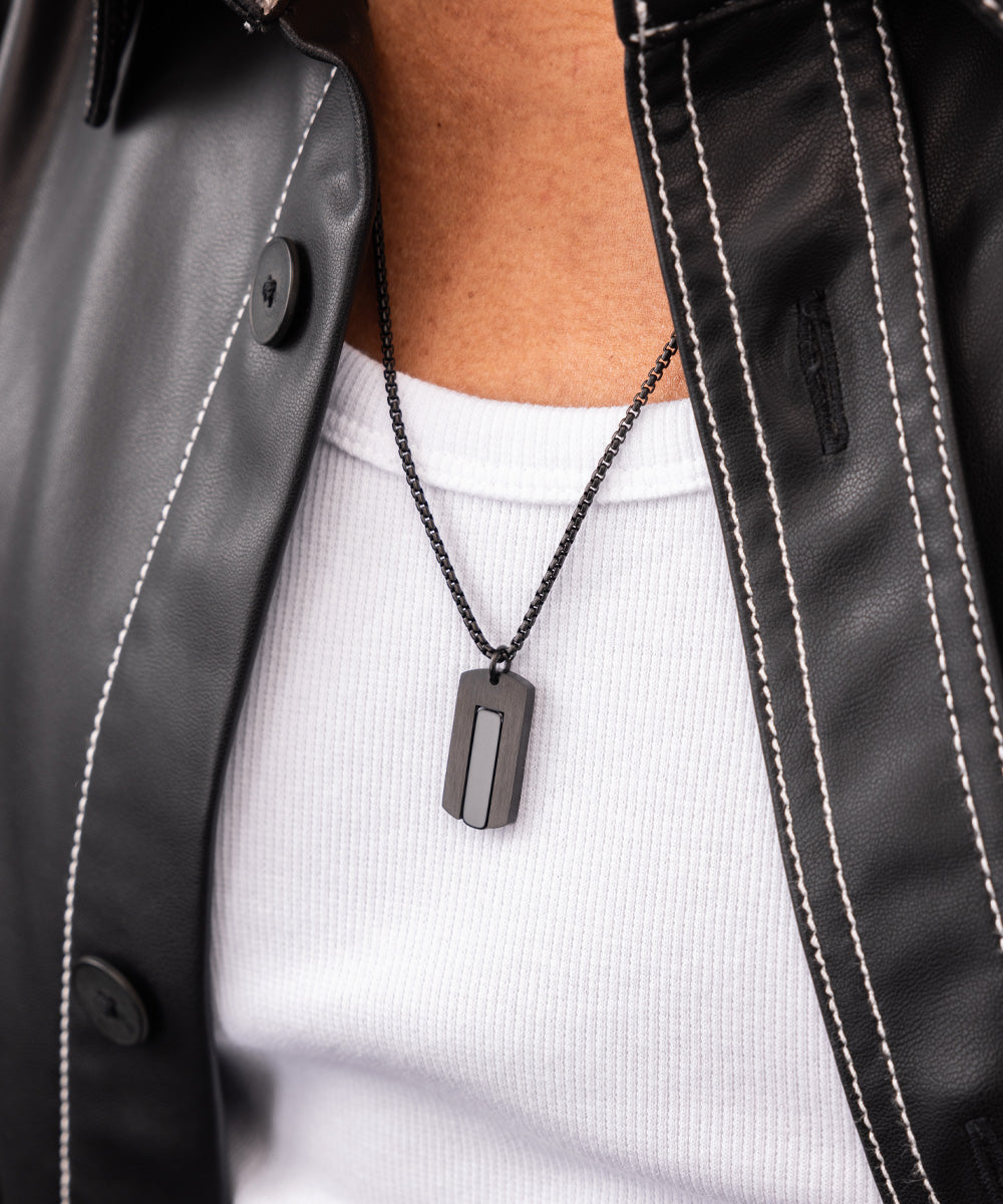 pig-hen-dogtag-black-agate-black-edelstahl-halskette-f-r-herren-mit-achat-anh-ng image 2