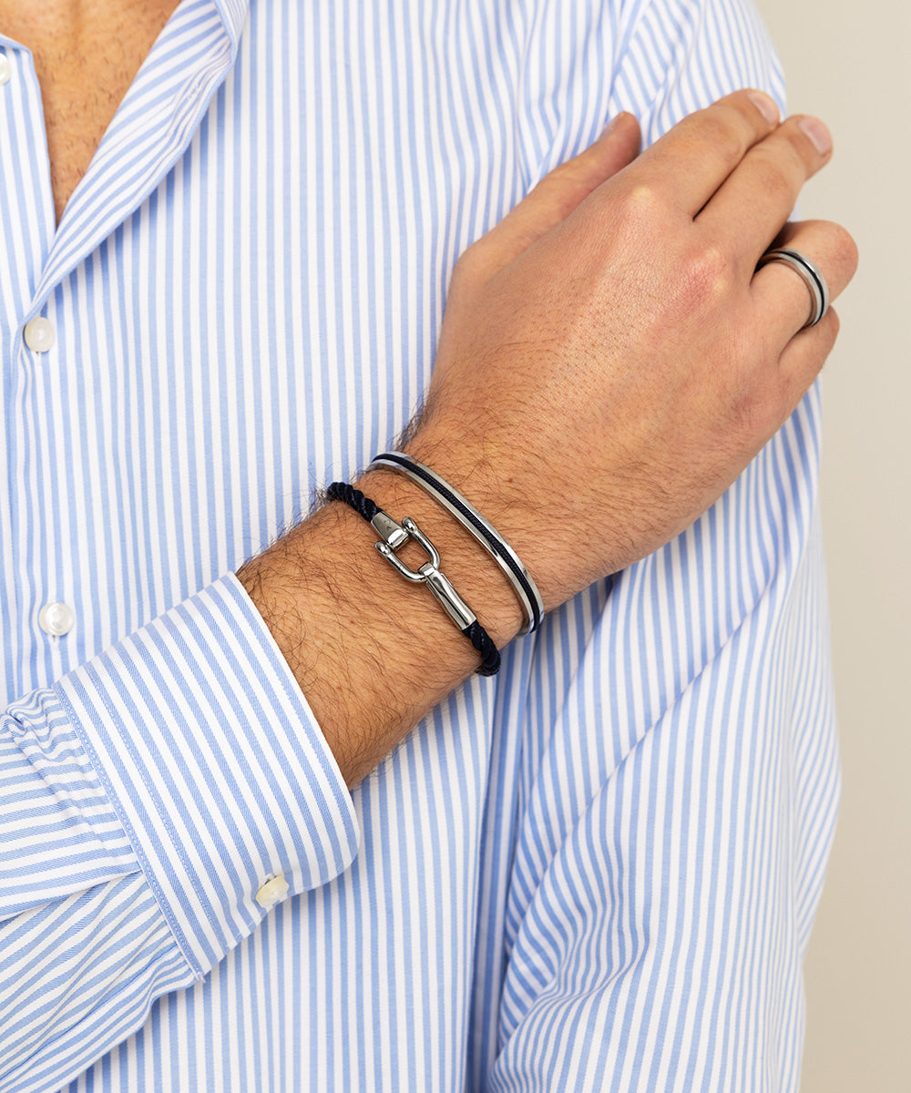 pig-hen-lobster-larry-navy-herren-seilarmband-silber image 3