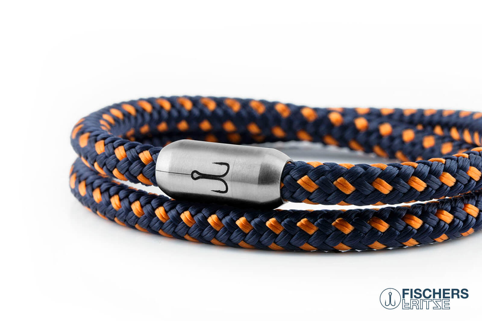 fischers-fritze-garnele-willi-armband-marineblau-orange-aus-segeltau image 6