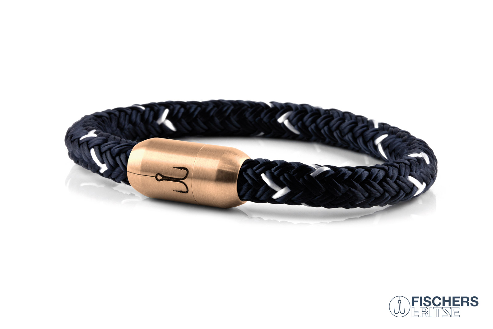 fischers-fritze-k-nigsmakrele-felix-segeltau-armband-marineblau-wei-8-mm image 1