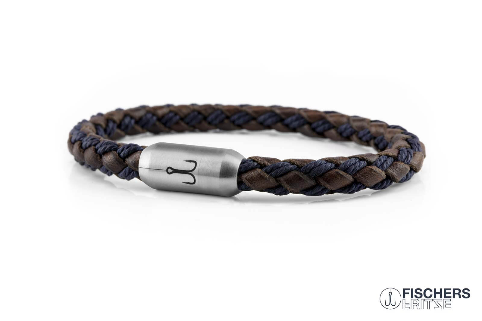 fischers-fritze-leder-krabbe-franziska-josefine-armband-6mm-braun-marineblau-gef image 1