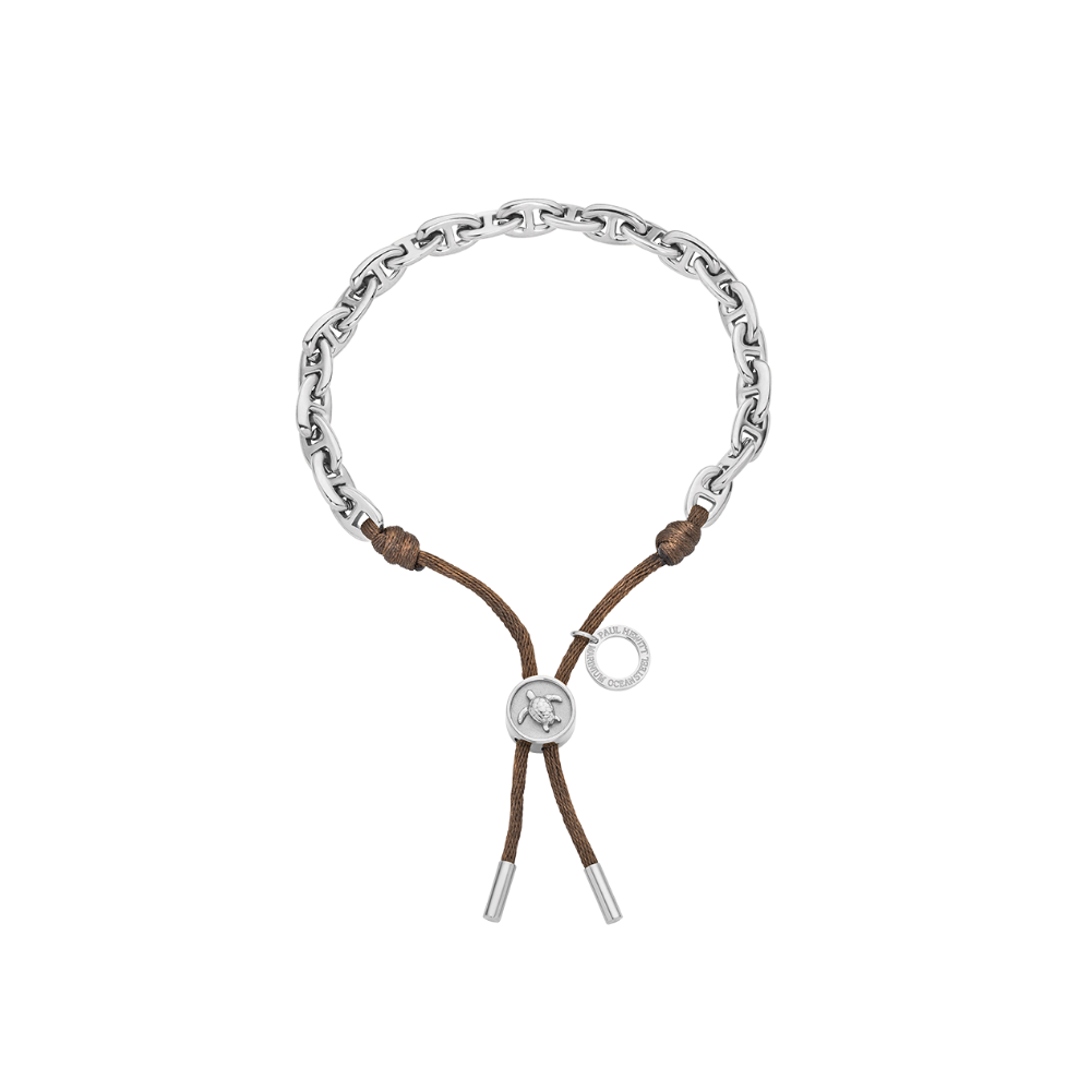 paul-hewitt-turtle-anchor-chain-armband-silber-driftwood-brown image 1