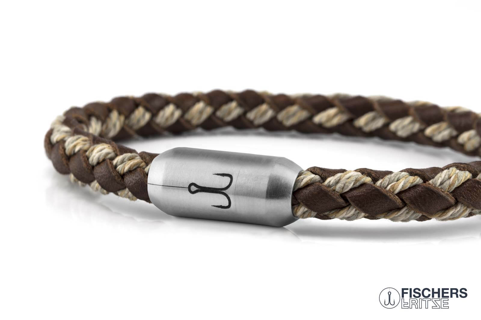 fischers-fritze-krabbe-fenja-lederarmband-braun-natur-geflochten-6mm image 6