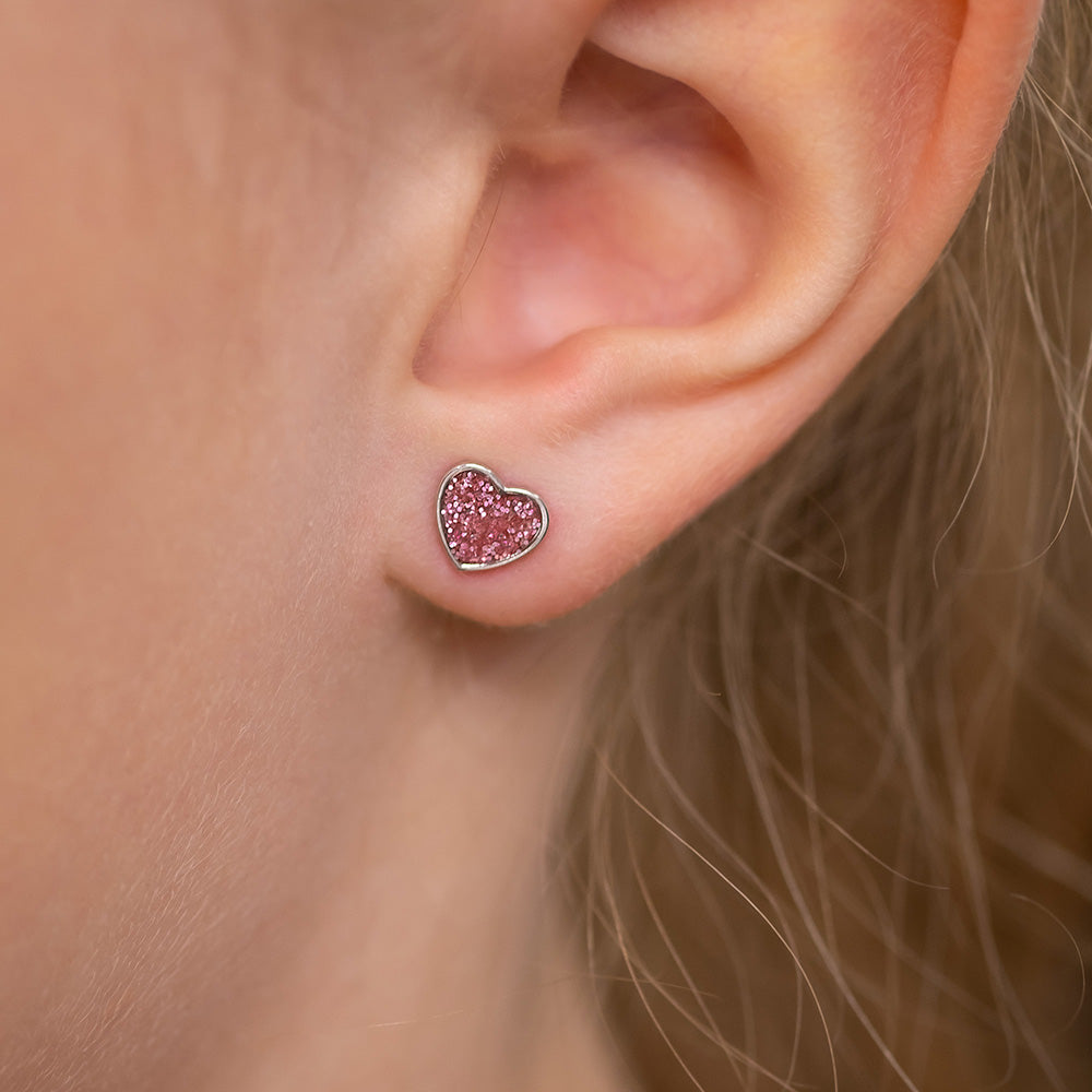 engelsrufer-kinder-ohrstecker-edelstahl-glitzerherz-mit-emaille-rosa-ip-rhodium image 2