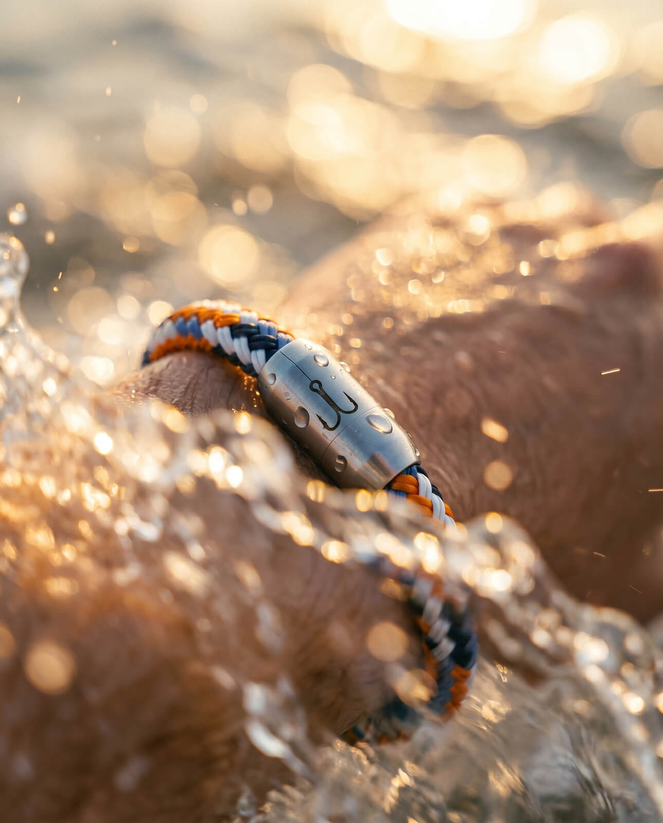 fischers-fritze-makrele-pelle-segeltau-armband-pastelblau-weiss-orange-marinebla image 2