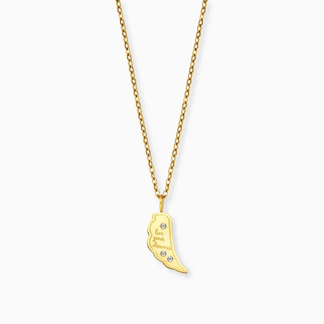 engelsrufer-mysteel-halskette-edelstahl-gold-mit-gru-karte-live-your-dream image 1