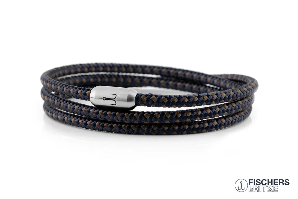 fischers-fritze-forelle-fynn-segeltau-armband-marineblau-braun-3-fach-4mm image 1