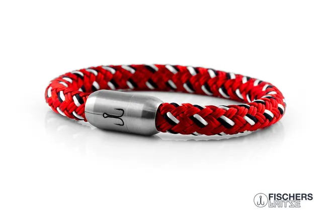 fischers-fritze-makrele-inseledition-sylt-segeltau-armband-rot-marineblau-wei image 1