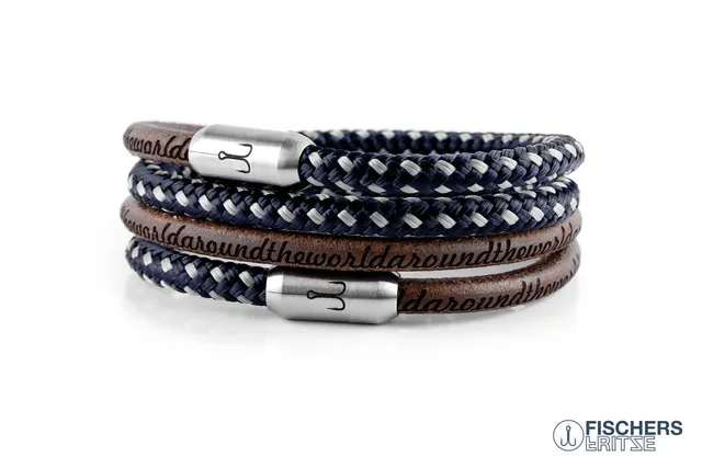 fischers-fritze-garnele-franz-adrian-kombi-armband-segeltau-marineblau-silbergra image 1
