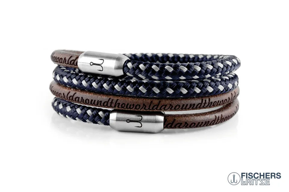 fischers-fritze-garnele-franz-adrian-kombi-armband-segeltau-marineblau-silbergra image 1