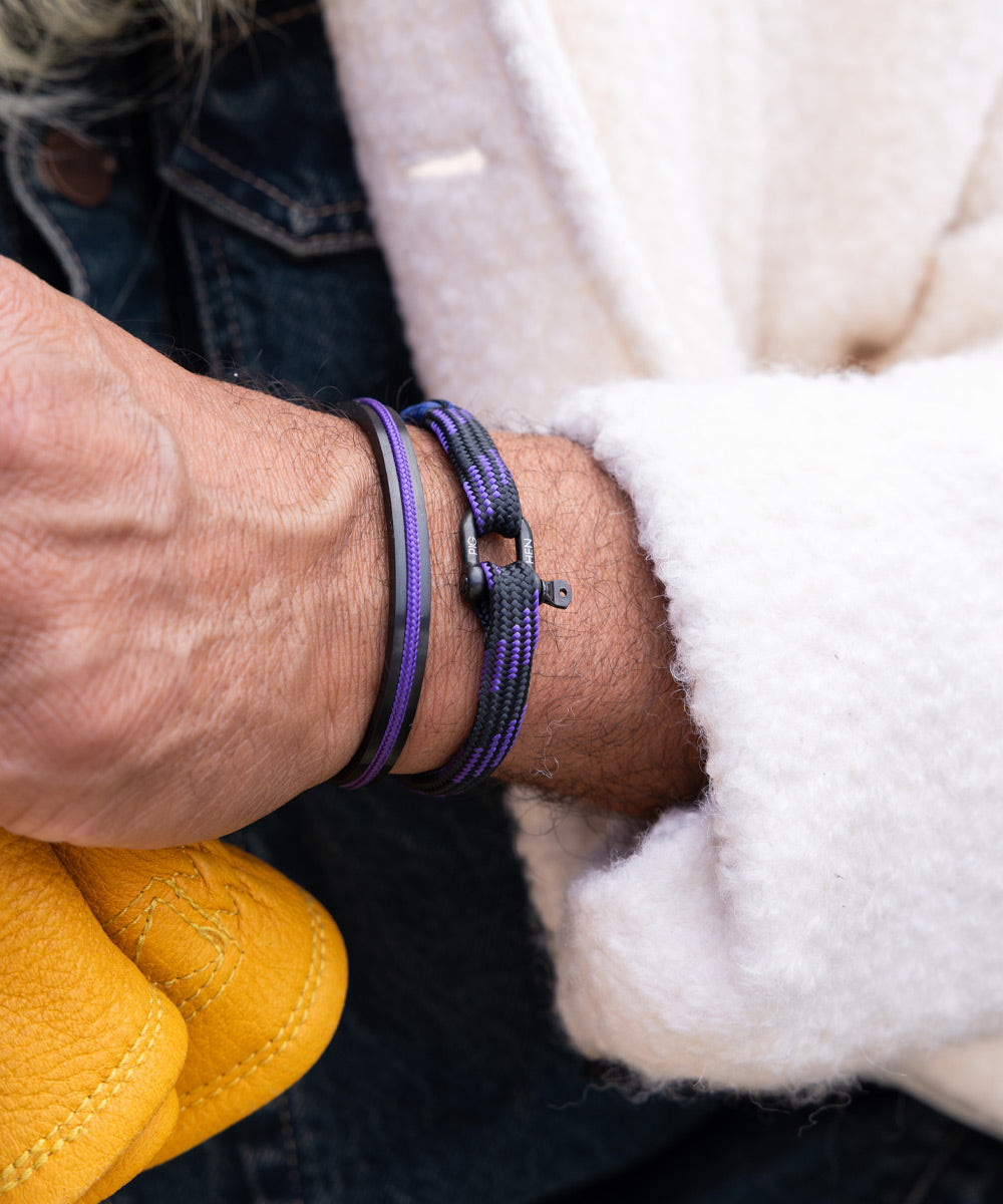 pig-hen-navarch-6mm-cuff-royal-purple-black-nautisches-seilarmband-f-r-herren image 3
