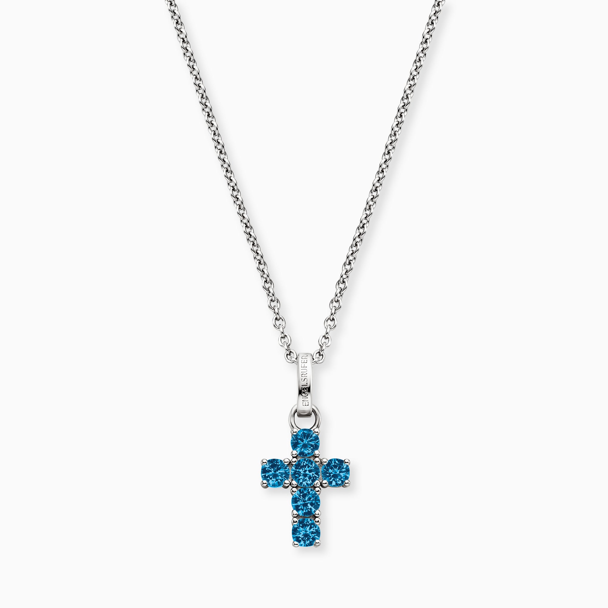 engelsrufer-kreuz-halskette-925er-silber-mit-zirkonia-blau image 1