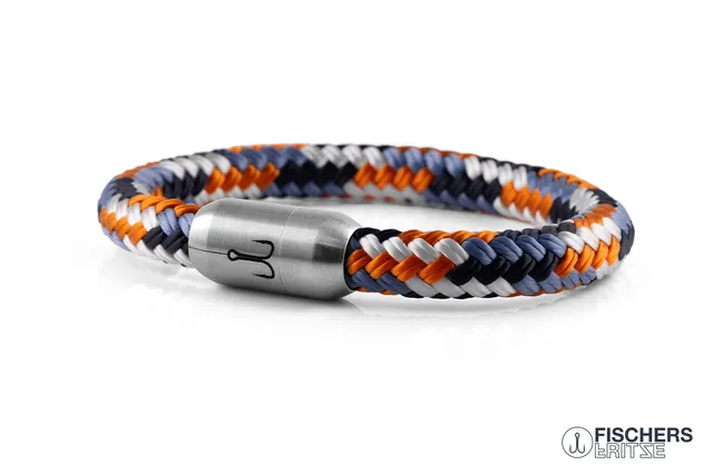 fischers-fritze-makrele-pelle-segeltau-armband-pastelblau-weiss-orange-marinebla image 1