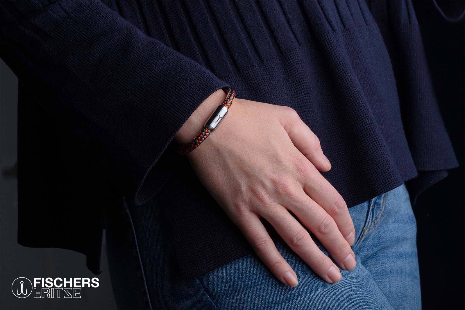 fischers-fritze-krabbe-paula-segeltau-armband-petrol-orange-6mm image 8