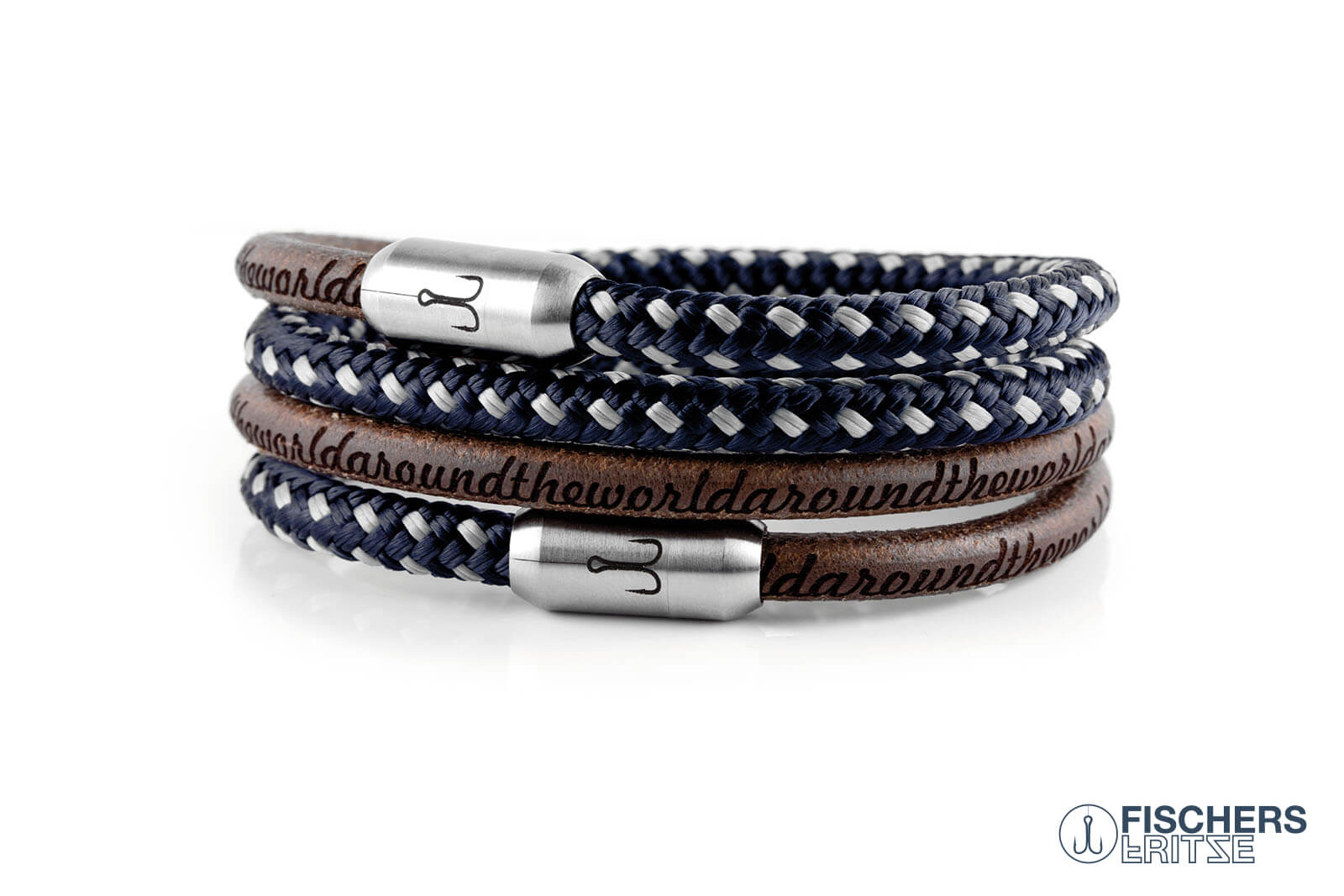 fischers-fritze-garnele-franz-adrian-kombi-armband-segeltau-marineblau-silbergra image 1