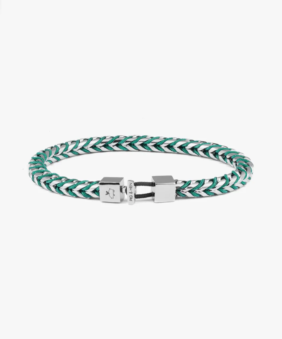 pig-hen-catena-foxtail-herren-armband-patina-green-silber image 1