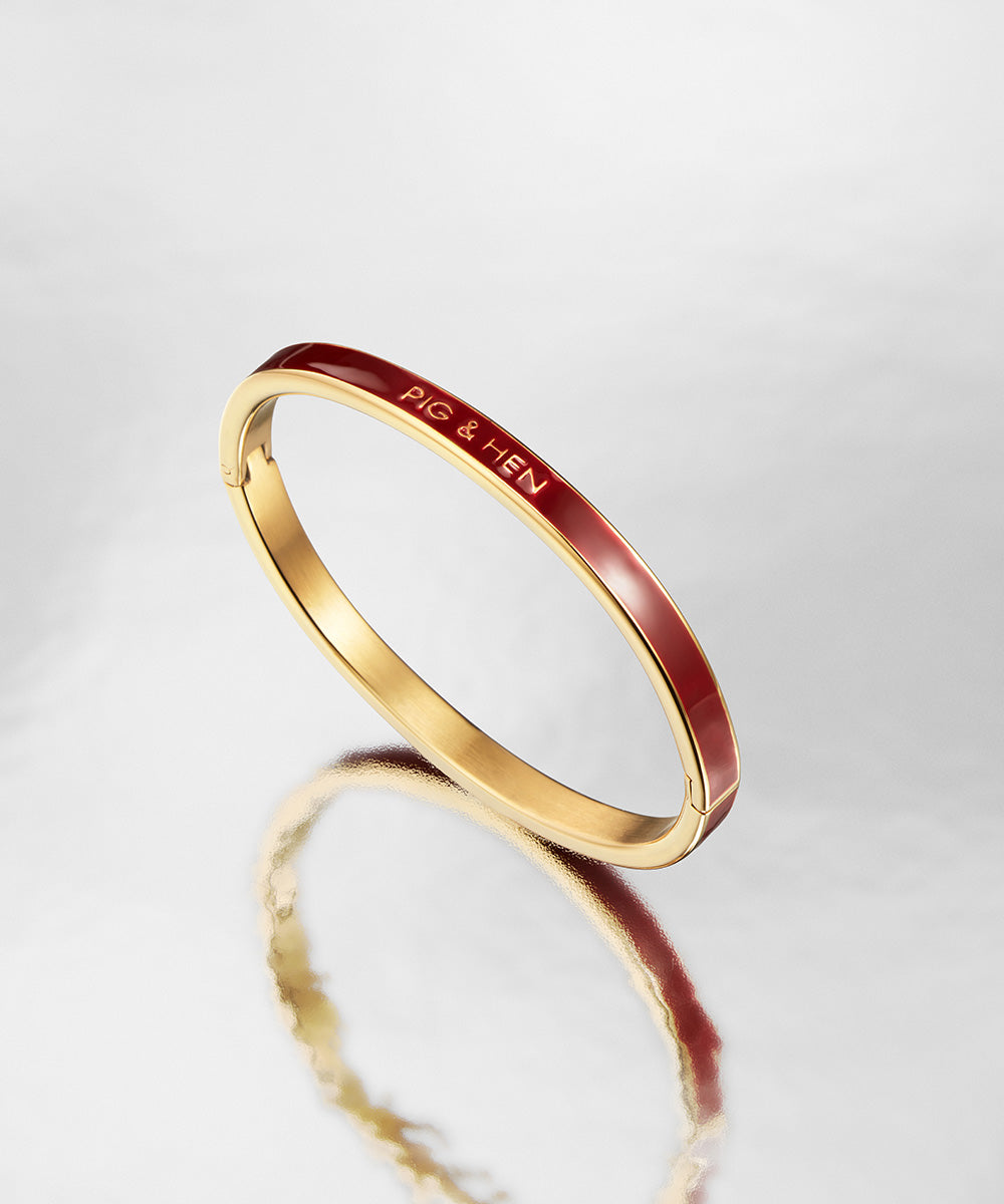 pig-hen-maya-lou-aura-bangle-velvet-red-gold image 4