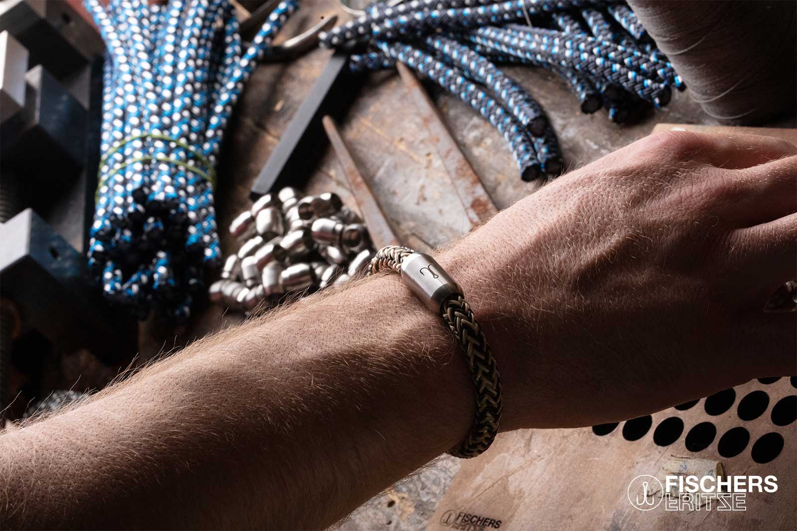 fischers-fritze-makrele-gerrit-segeltau-armband-olivgr-n-natur image 2