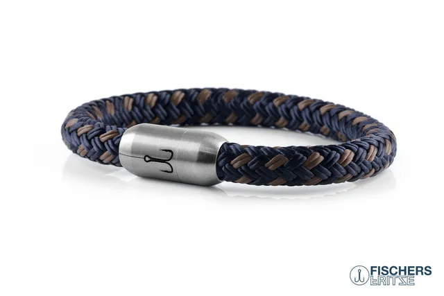 fischers-fritze-makrele-fynn-segeltau-armband-marineblau-braun image 1