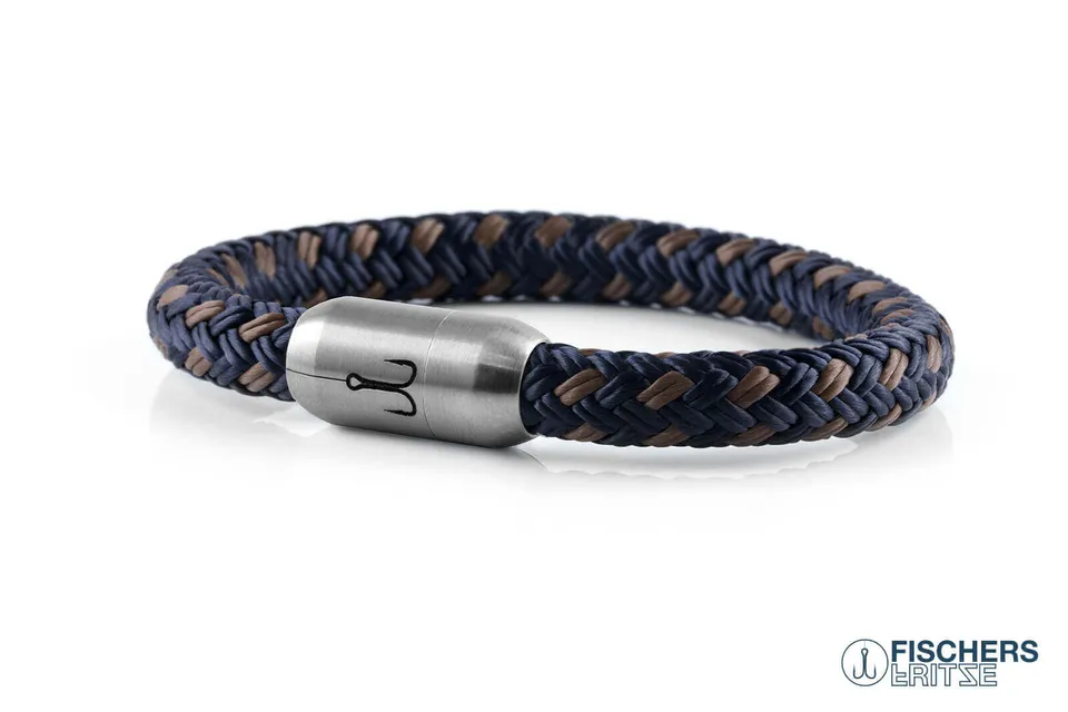 fischers-fritze-makrele-fynn-segeltau-armband-marineblau-braun image 1