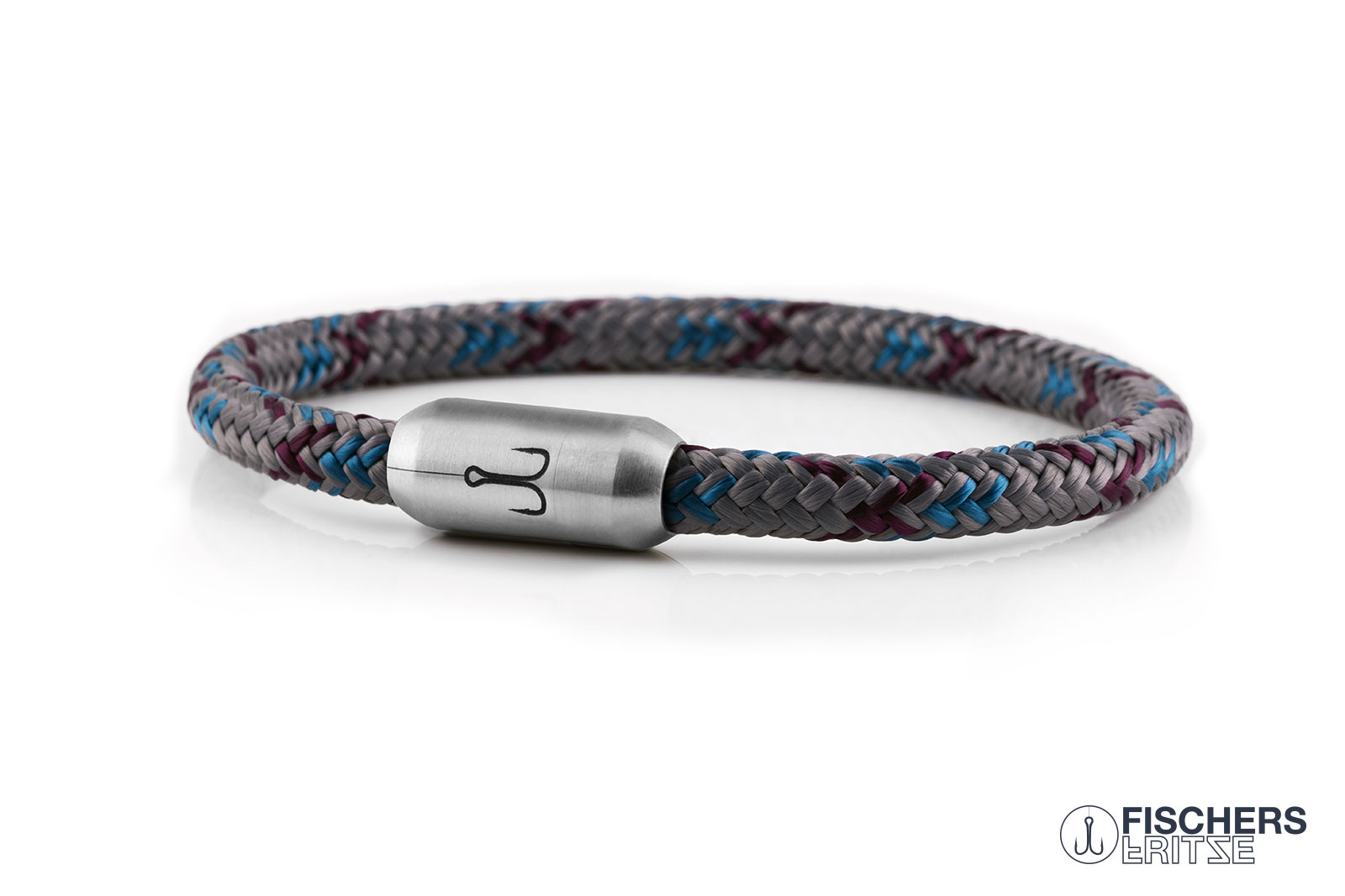 fischers-fritze-krabbe-lara-armband-6-mm-grau-aubergine-azurblau image 1